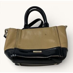 Kate Spade Gigi Chelsea Park Satchel Crossbody Beige Black Leather Bag
